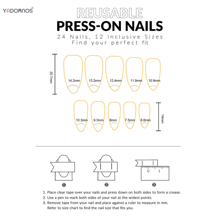Short Press-On Nails, 24 Pieces