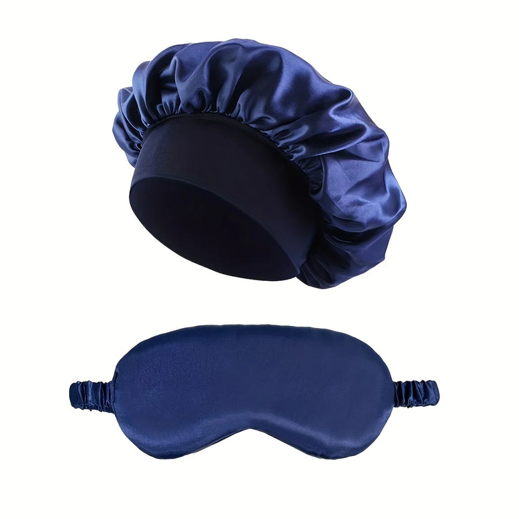 2PCS Satin Bonnet Sleep Cap Eye Mask