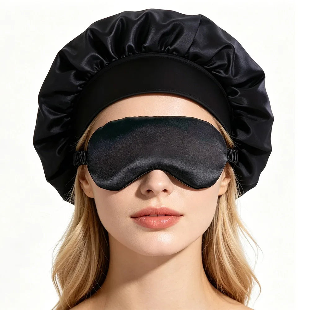 2PCS Satin Bonnet Sleep Cap Eye Mask