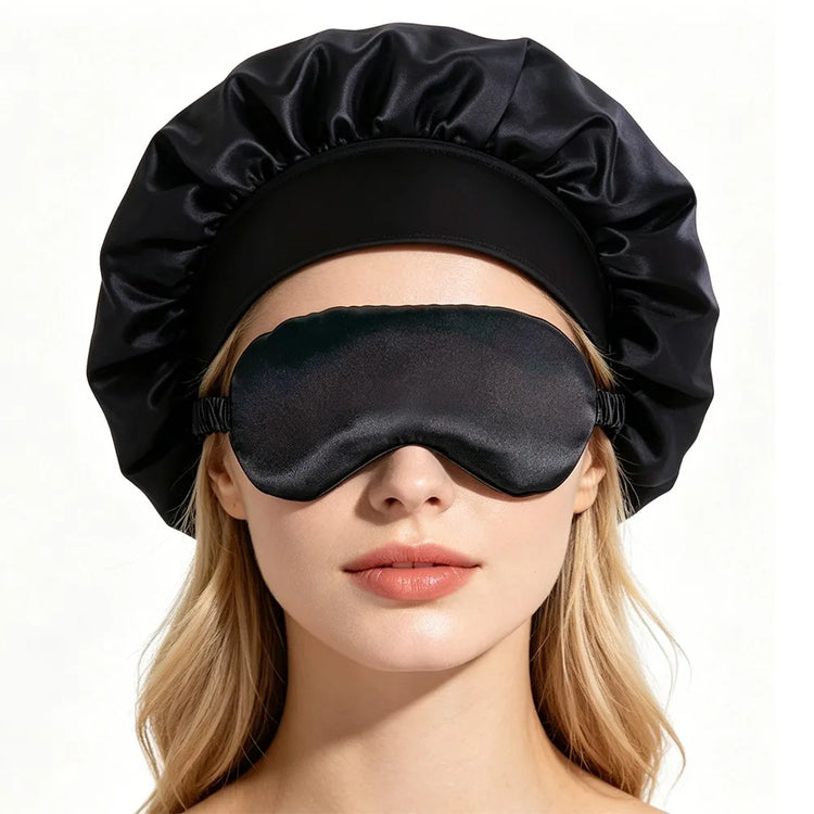 2PCS Satin Bonnet Sleep Cap Eye Mask