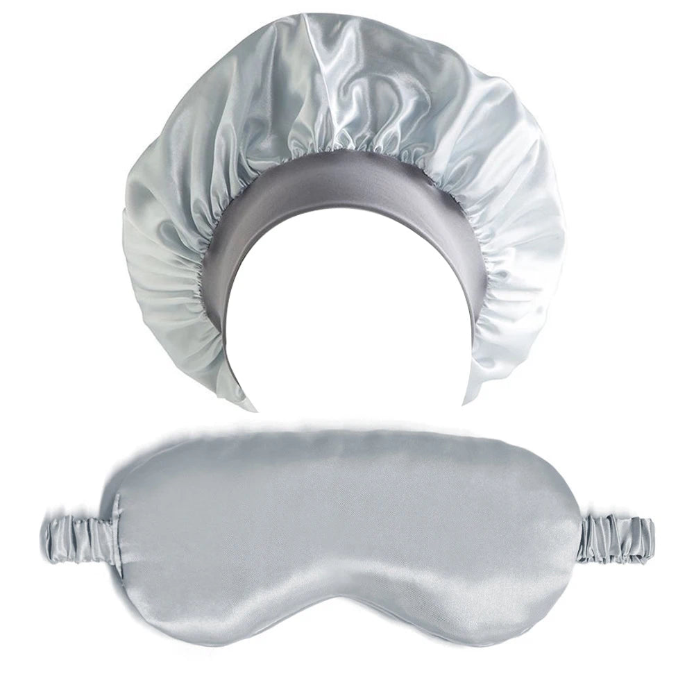 2PCS Satin Bonnet Sleep Cap Eye Mask