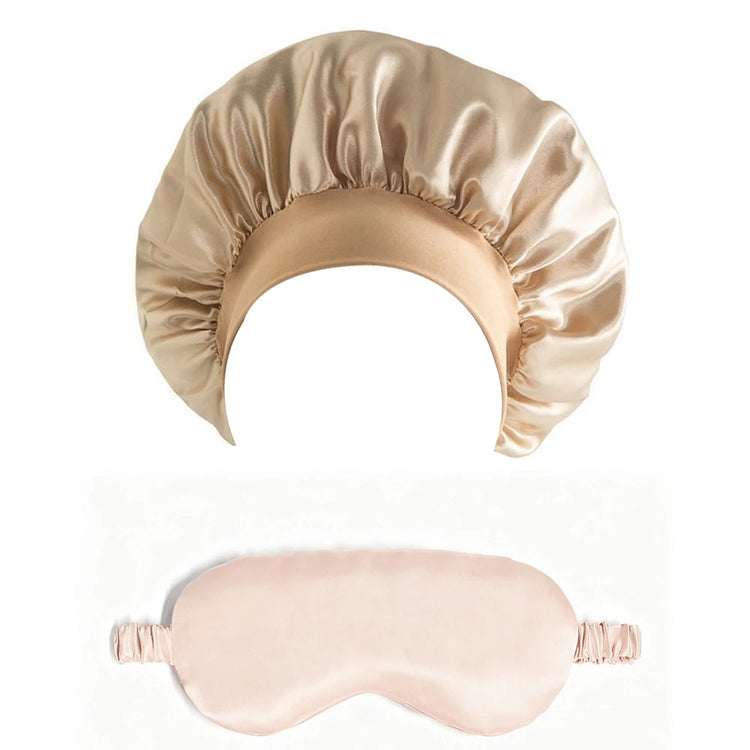 2PCS Satin Bonnet Sleep Cap Eye Mask