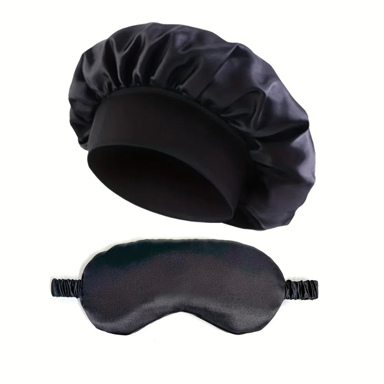 2PCS Satin Bonnet Sleep Cap Eye Mask